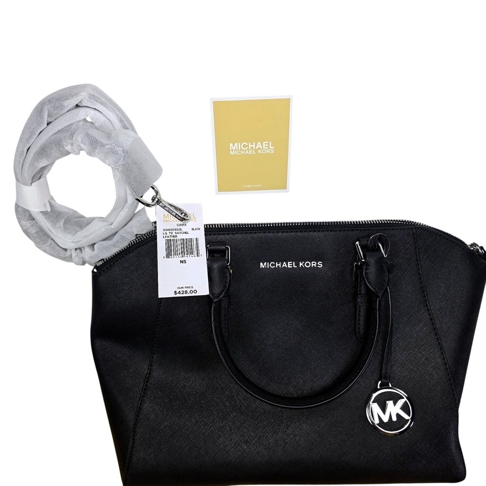 Michael Kors Large Ciara Satchel Handbag Black New $428 - Picture 2 of 14